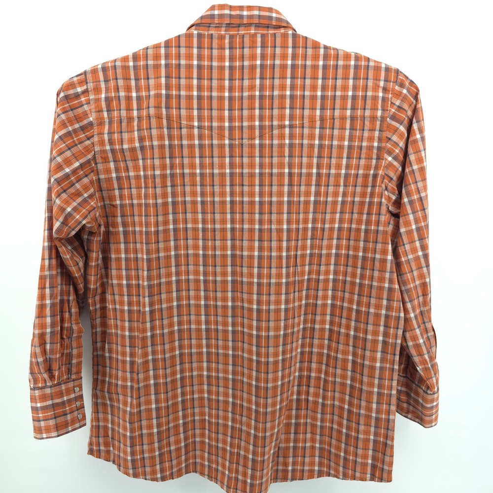 Wrangler Mens 2XLT Plaid Multicolor Western Shirt Long Sleeve Pearl Snap Cowboy - Picture 4 of 7